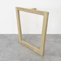 Raw oak table legs for tables, trapezoidal shape, height 71 cm, max width 78.5 cm, set of 2 pcs