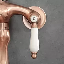 Luxury bath water mixer made of brass, wall-mounted, height 31 cm, spout length 11 cm