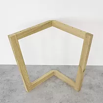 3D spatial wooden table legs for tables, raw oak solid wood, triangular shape, height 72 cm, maximal width 73.5 cm, set of 2 pcs
