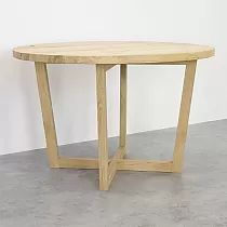 3D spatial wooden table legs for tables, raw oak solid wood, triangular shape, height 72 cm, maximal width 73.5 cm, set of 2 pcs
