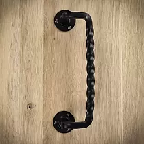 Black metal pull, handle for sliding doors, made of steel, lacquered, black color, height 29 cm, weight 640 grams, set of 2 pcs.