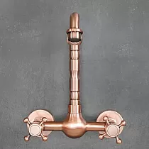 Design wall faucet, rose gold color, made of brass, height 26.5 cm, spout length 18.5 cm