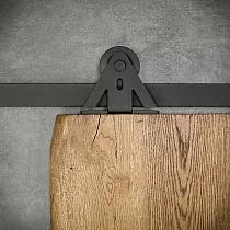 Puidust uste lükanduste süsteem, kaal kuni 130 kg, pikkus 2 meetrit, must värv, paigaldatakse seinale