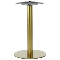 Centrālā galda kāja no nerūsējoša tērauda metāla, zeltītā krāsā, augstums 72.5 cm, pamatnes diametrs 45 cm