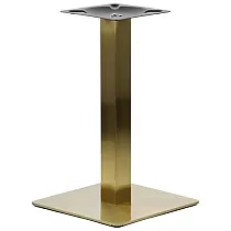 Table base in golden color, with a rectangular column, bottom plate 45x45 cm, height 72.5 cm, for table tops with size up to 70x70 cm