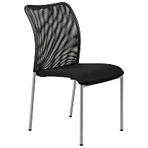 Conference chair in black colour with chrome frame, breathable mesh back and upholstered seat, set of 14 chairs