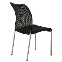 Conference chair in black color with chrome frame, breathable mesh back and upholstered seat, set of 14 chairs