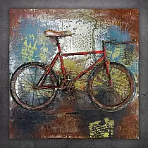 3D metalinis sieninis piešinys, didelis vaizdas, Sportinis dviratis, išmatavimai 120x120 cm