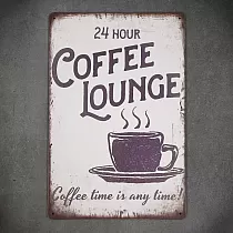 Dekoratyvinė metalinė sieninė lėkštė, COFFEE LOUNGE, 30x20 cm