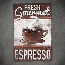 Dekoratyvinė metalinė sieninė plokštė, FRESH ESPRESSO, 30x20 cm