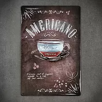 Dekoratiivne metallist seinaplaat, AMERICANO COFFEE, 30x20 cm