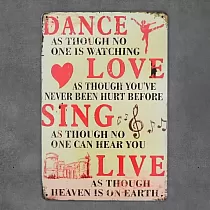 Decorative wall plaque, DANCE LOVE SING, 30x20 cm