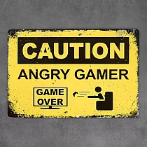 Dekoratīvā sienas plāksne, ANGRY GAMER 1, 30x20 cm
