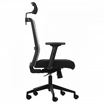 Office chair, computer chair with height adjustment for head and armrests, RIVERTON MH, black-gray