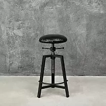 Upholstered adjustable bar stool, steel-wood, height 570-800mm