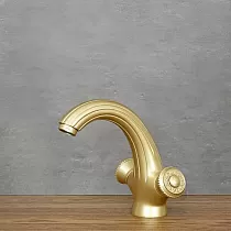 Retro stiliaus kriauklės maišytuvas iš žalvario senovinės žalvario spalvos, aukštis 16 cm, snapelio ilgis 11 cm