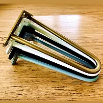 Metalinės plaukų segtuko baldų kojelės iš dviejų strypų, kurių skersmuo 10 mm, pagamintos iš plieno, aukštis 20 cm - rinkinys iš 4 kojų, spalvos juoda, balta, pilka, auksinė