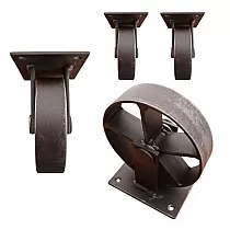 Steel decorative furniture casters with diameter 11.5 cm, total height 13 cm, set of 4 wheels
