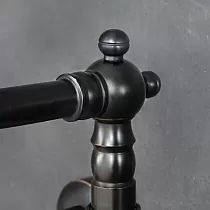Wall-mounted classic brass faucet, black color, height 23 cm, spout length 16 cm