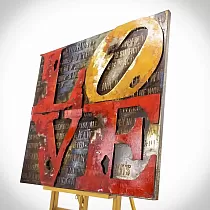 3D metal wall art, metal painting Industrial love textured affections, dimensions 85x85 cm