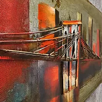 3D metāla sienas mākslas darbs, sienas dekors Brooklyn Bridge, izmēri 180x56 cm