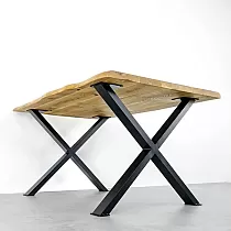 Robust, stylish and minimalistic X-shaped metal table leg made of steel, black color, height 71 cm, width 82 cm, set of 2 pcs.