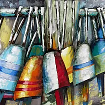 Tekstūruotas metalinis plūduras, pagamintas iš plieno, aukštis 75 cm, plotis 100 cm