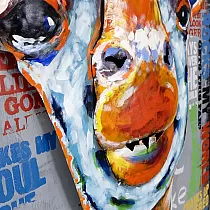 3D metāla sienas attēls, sienas dekors, žirafe, 60x90 cm