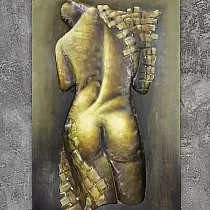 Metal 3D wall art, image, nude woman from back, dimensions 60x100 cm