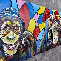 3D metālmāksla, Playful Monkeys, 180x56cm