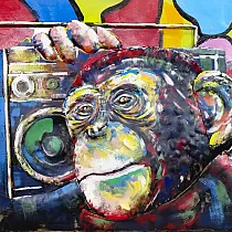 3D metālmāksla, Playful Monkeys, 180x56cm