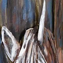3D metalinis sienų dekoras, baltas arkliukas, 90x60 cm