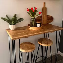 Hairpin table legs for bar table or console, height 105 cm, three rods with diameter 12 mm, black or white color, set of 4 table legs
