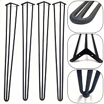 Hairpin table legs for bar table or console, height 105 cm, three rods with diameter 12 mm, black or white color, set of 4 table legs
