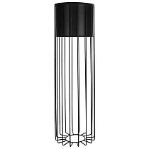 Metalo dizaino gėlių vazonas iš plieninių strypų juodos spalvos ir plastikinio krepšelio juodos spalvos, plotis 20 cm, aukštis 70 cm