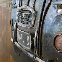 3D metal painting old small blue auto, 120x80cm