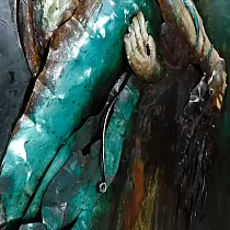 3D metallist seinakunst Paariarmastus tango kiretantsus, mõõdud 70x120cm