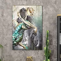 3D metallist seinakunst Paariarmastus tango kiretantsus, mõõdud 70x120cm