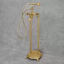 Freestanding floor bath faucet, color - gold, antique brass, height 101cm
