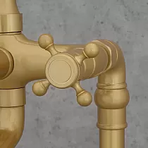 Freestanding floor bath faucet, color - gold, antique brass, height 101cm