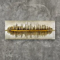 3D sienu dekors Pilsētas elegances atspulgi, izgatavots no koka, metāla un plastmasas, 145x55cm