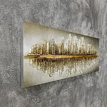 3D sienu dekors Pilsētas elegances atspulgi, izgatavots no koka, metāla un plastmasas, 145x55cm