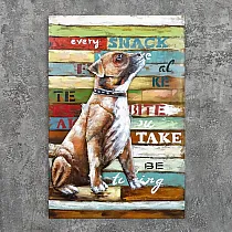 3D metāla sienas dekors, mazs suns ar pavadu, 80x120cm
