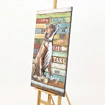 3D metāla sienas dekors, mazs suns ar pavadu, 80x120cm