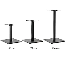 HORECA plieninė kvadrato formos stalo kojelė dideliems stalo paviršiams, kurių dydis iki 120x120 cm, aukštis 60 cm, 72 cm arba 106 cm, bet kokia RAL spalva