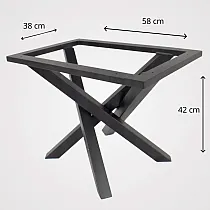 Massiivne, ühes tükis dekoratiivne terasest kohvilaua jalg, lauaraam tugikinnitusperimeetriga, mõõdud 38x58 cm, kõrgus 42 cm, must või valge värv