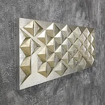 3D metal wall art geometrical figures, in golden tones, dimensions 150x56 cm