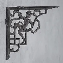 Cast iron shelf bracket with decorative boy element, size 24x24 cm, set of 2 pcs.