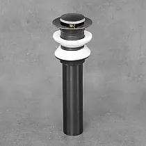Pop-up sink plug without overflow, made from brass, in black color, 19 cm