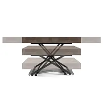Daudzfunkcionāls izvelkams kafijas un ēdamistabas galds ar regulējamu 27-80 cm augstumu, 3 vienā garumos 120 cm 160 cm 200 cm, lamināta virsmas krāsas melna, balta, ozols, betons